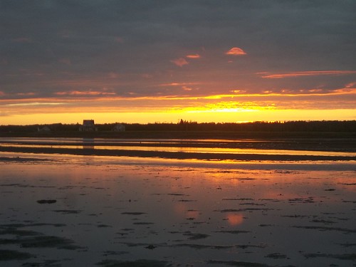 Standing on the shore at Camp Buchan, Prince Edward Island, at sunset and at low tide (2)