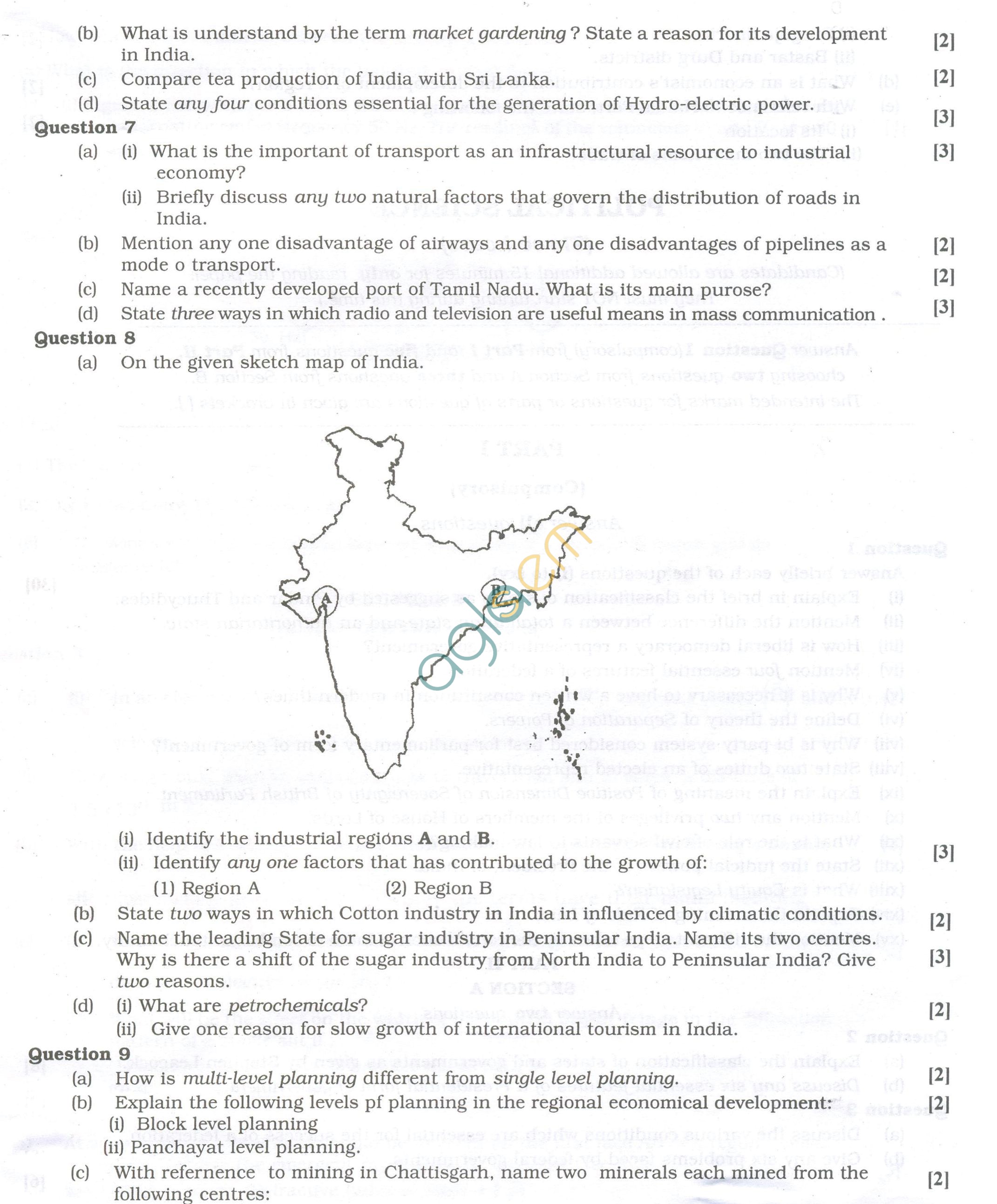 ISC Question Papers 2013 for Class 12 - Geography