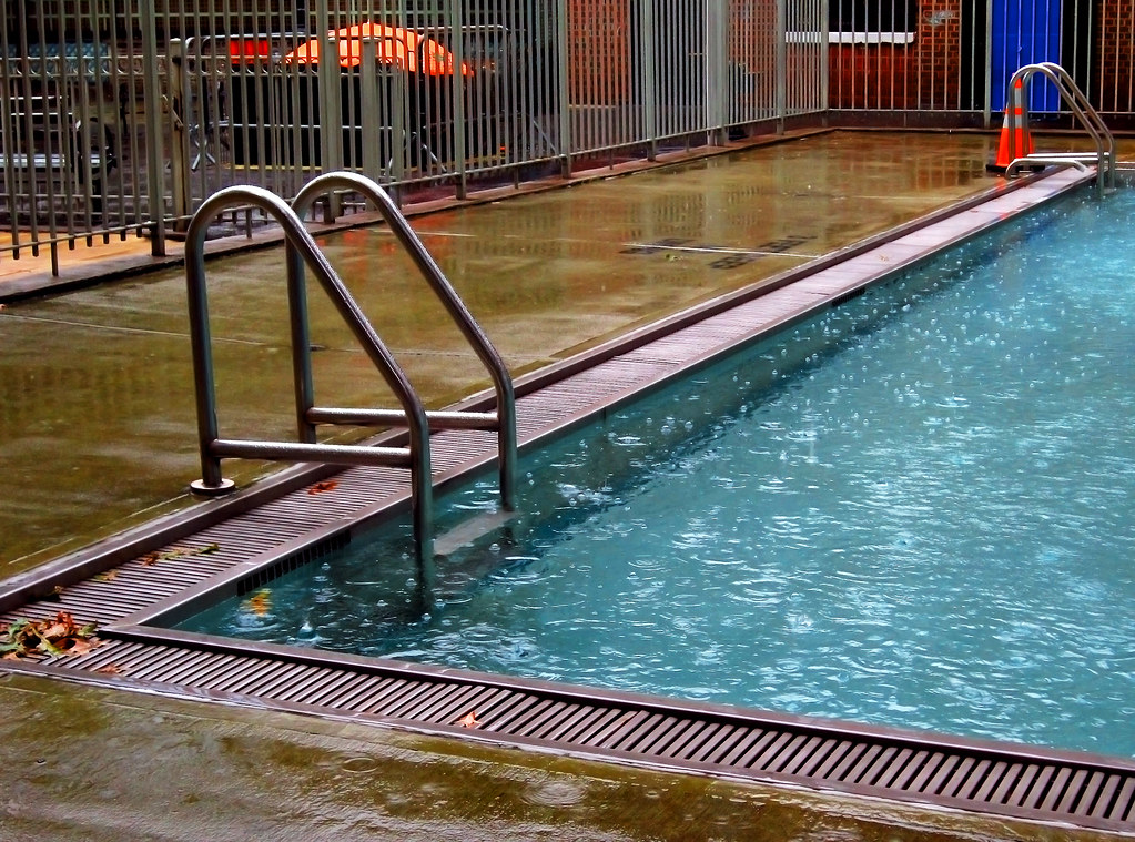 Swimming pool in the rain