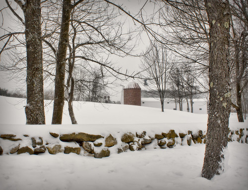 morning trees winter snow barn landscape scenery newengland newhampshire farms