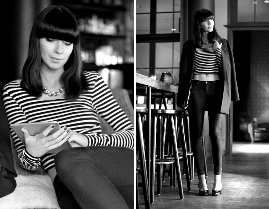 The George Hotel Hamburg Outfit Tally Weijl Stripes Crop Top Jeans Simple Business Outfit OOTD CATS & DOGS fashion styling Ricarda Schernus 1