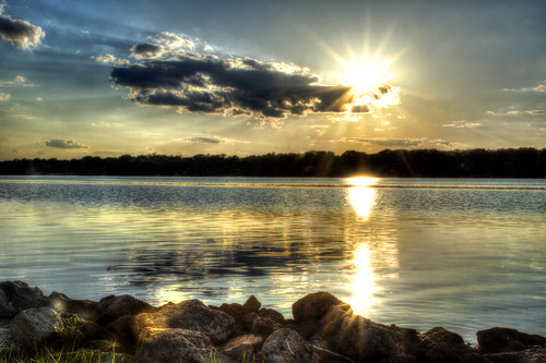 sunset lake reflection landscapes decatur hdr