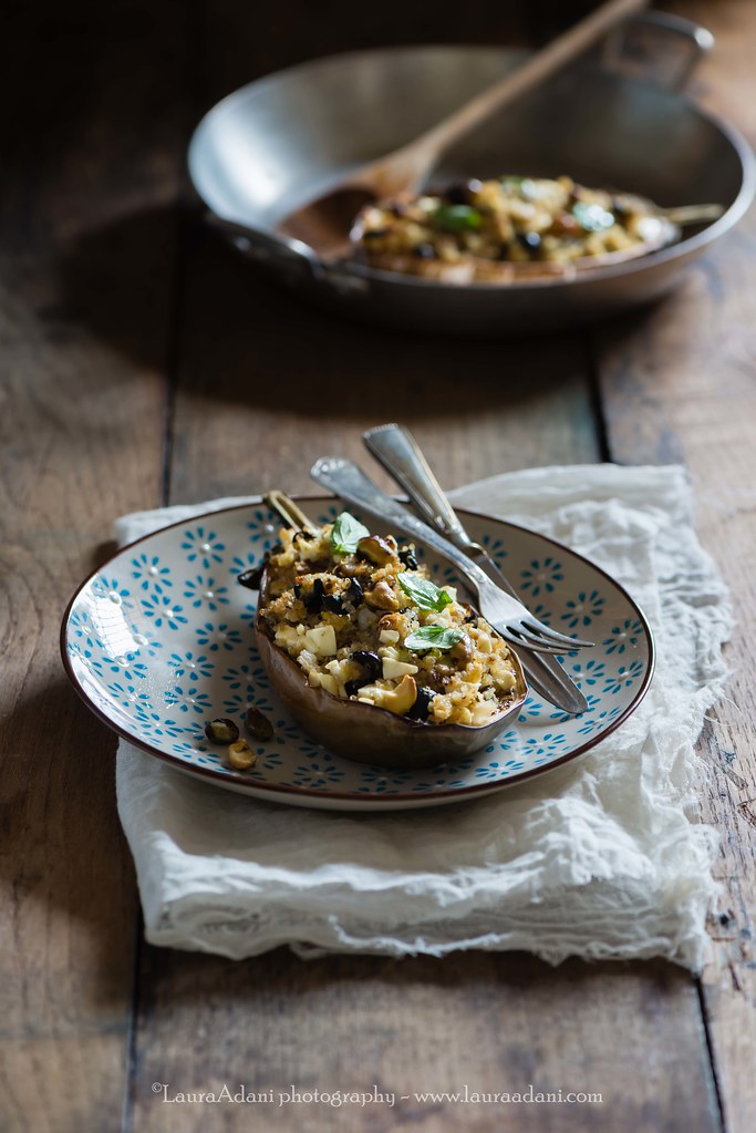 stuffed aubergines with quinoa and goat cheese