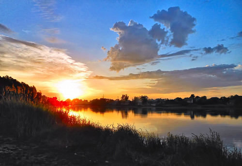 sunset sky sun reflection nature clouds river landscape flickr ukraine borzna