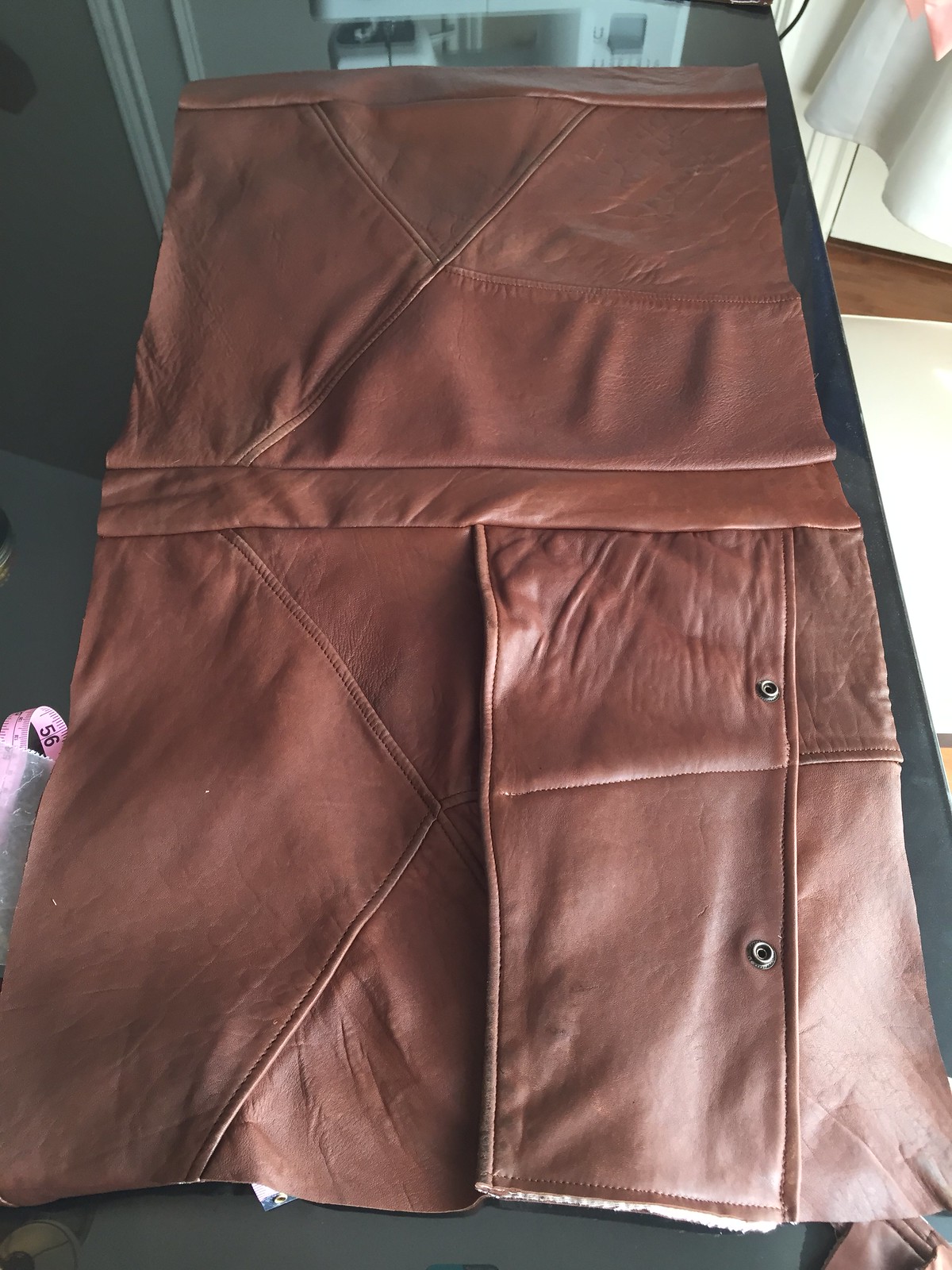 Recycled Leather Fold-Over Bag - In Progress