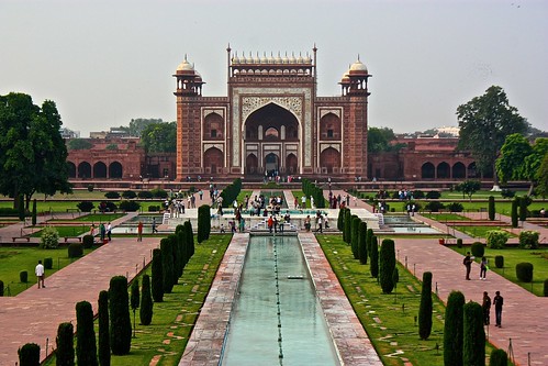 Looking back at the entrance to the Taj Mahal