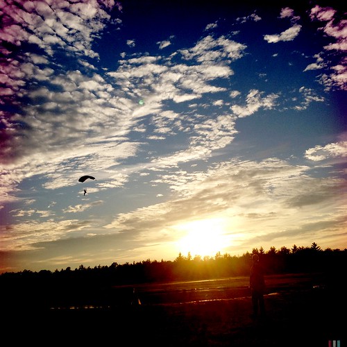 sunset clouds skydiving blueskies canopy parachute sne skydivenewengland