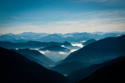 blue mist mountains alps fog bavaria