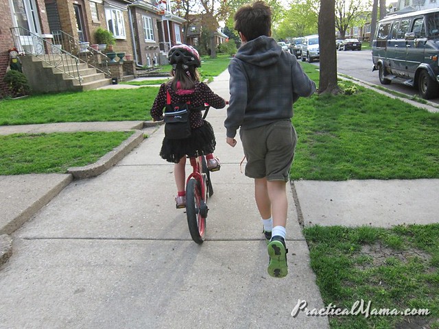 Teaching my daughter riding 2-wheel bike