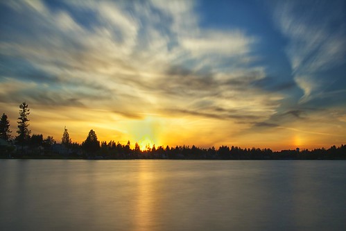 sunset lake landscape outdoors landscapes washington kent unitedstates outdoor timeexposure lakemeridian