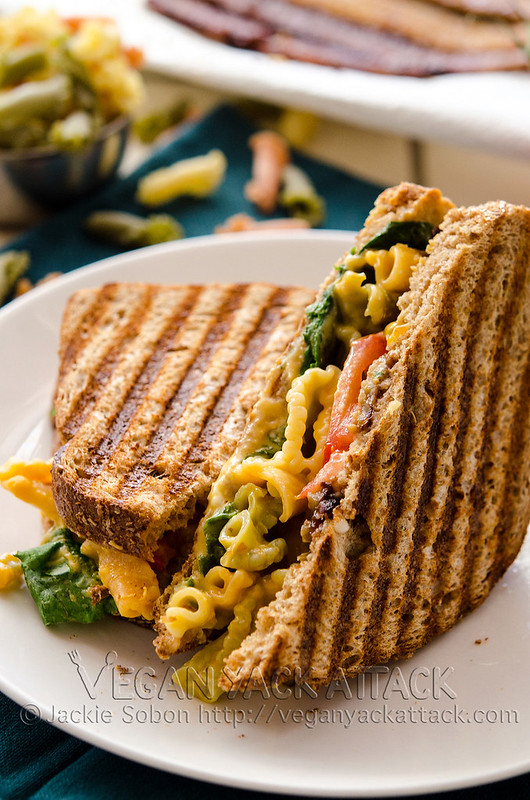 Grilled Mac n Cheese BLT - Take your BLT, add some mac ‘n’ cheese then grilled it for extra awesomeness! Vegan, Nut-free, Gluten-free with subs