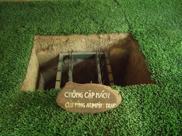 Booby trap at the Cu Chi Tunnels in Vietnam