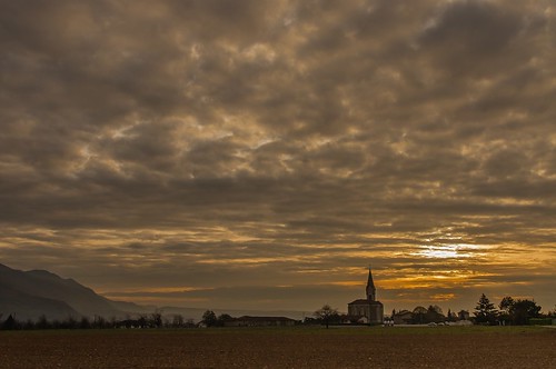 sunset sky church landscape ciel paysage église couchédesoleil