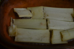 Sugar cane in clay pot for Luke Nguyen's Ga Nuong Lu -  Chicken, Dry Steamed in Sea Salt and Fresh Sugar Cane