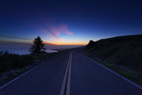 california road sunset clouds evening twilight bluesky pacificocean marincounty mounttamalpais bolinasridge deepblue yellowline ridgecrestboulevard