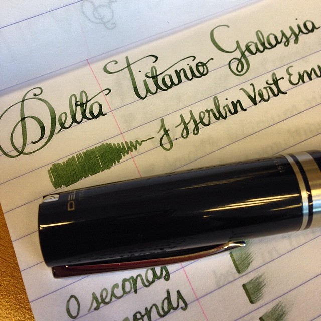 Delta Titanio Galassia fountain pen. Titanium semi flex nib. @ThePenCompany  Ink by J. Herbin @exaclair