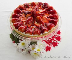 tarta de requeson y fresas