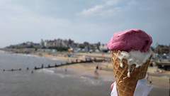 Damson and stem ginger + rhubarb ice-cream on Southwold pier