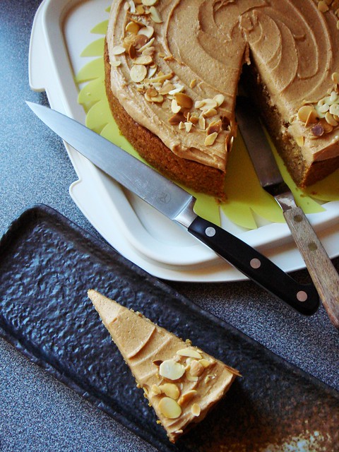 Pumpkin Almond Cake with Almond Butter Frosting