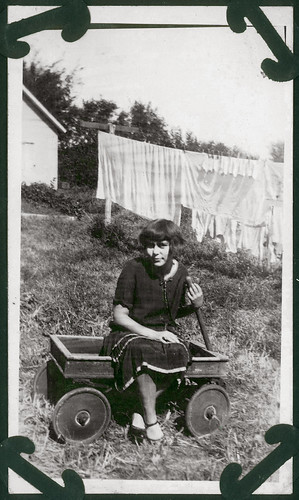 Girl in a wagon