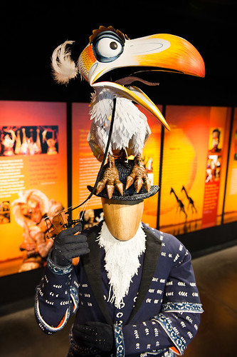 Zazu costume and mask is part of the Exploring the Lion King exhibition.