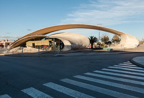 street sunset sky urban sunlight abstract architecture clouds concrete spain day curves busstation extremadura caceres casardecaceres architecturephotography archidose justogarciarubio archdaily archiref ximomichavila