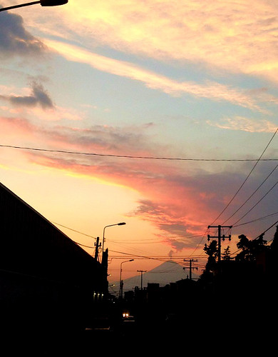 pink sunset urban clouds volcanoe