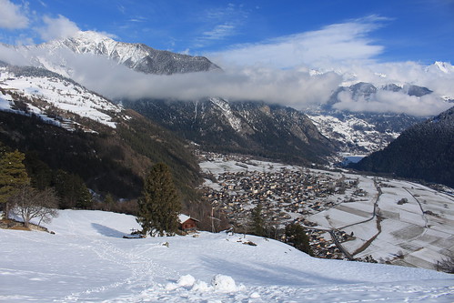 valais suisse lepettet vollèges paysages nature alpages arbres forêts hiver neige montagnes nuages bleu villages valdentremont