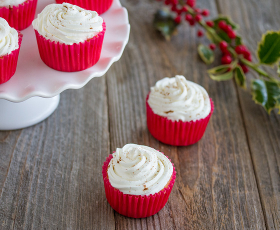 photo of two eggnog cupcakes