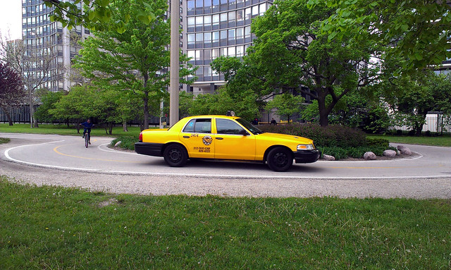 Taxicab on Lakefront Path.