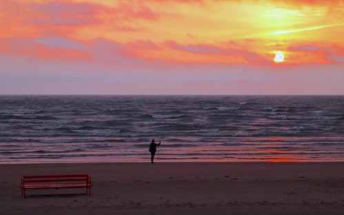 sunset shadow sea orange sun reflection beach water silhouette clouds bench sand estonia baltic selfie narvajoesuu
