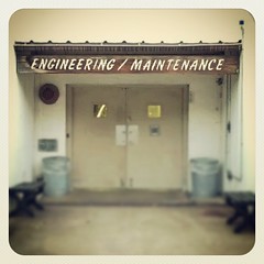 Engineering / Maintenance. Wooden sign at the old Georgia Mental Health Institute / Dekalb Addiction Center. Now owned by Emory University and where I take tai chi in a common room not unlike the one in One Flew Over the Cuckoo Nest. #gmhi #dac #mentalhos