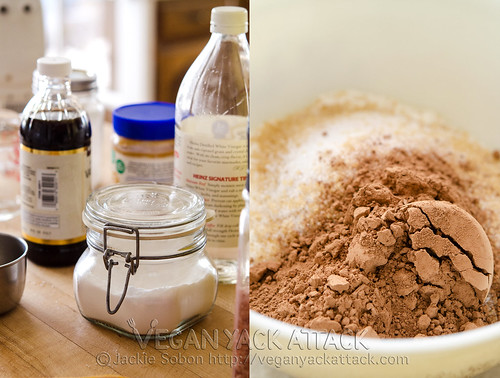 image collage of baking ingredients and mixing bowl