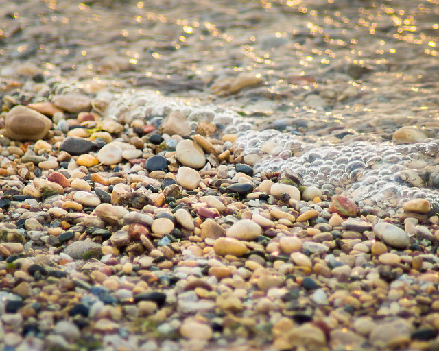 Pebbles, Beach, Foam, Bubbles, Water, Stones