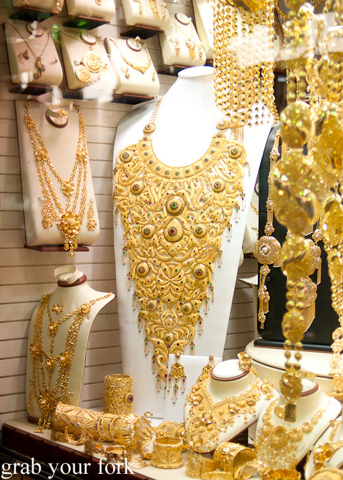 Gold jewellery at the Gold Souk in Dubai