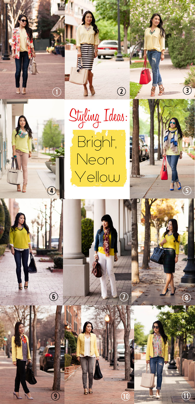 cute & little blog | petite fashion | styling ideas outfit inspiration bright neon yellow