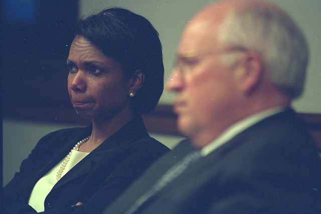 Vice President Cheney with National Security Advisor Condoleezza Rice in the President's Emergency Operations Center (PEOC)