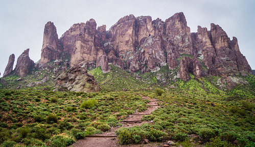 mountains arizona rain green red rocks nature hiking trail beautiful serene park landscape