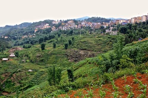 View of the city of Sapa on the first day of our trek