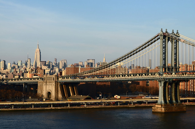 Vistas de Nueva York desde el puente de Brooklyn