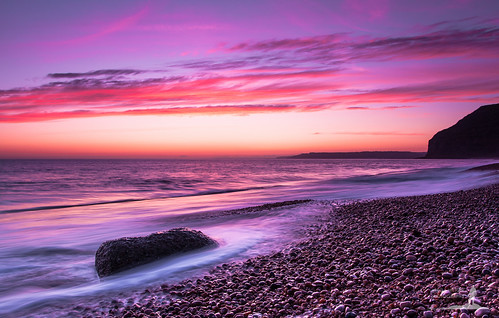 sunset red sea seascape rock coast purple pebble dorset jurassic seatown