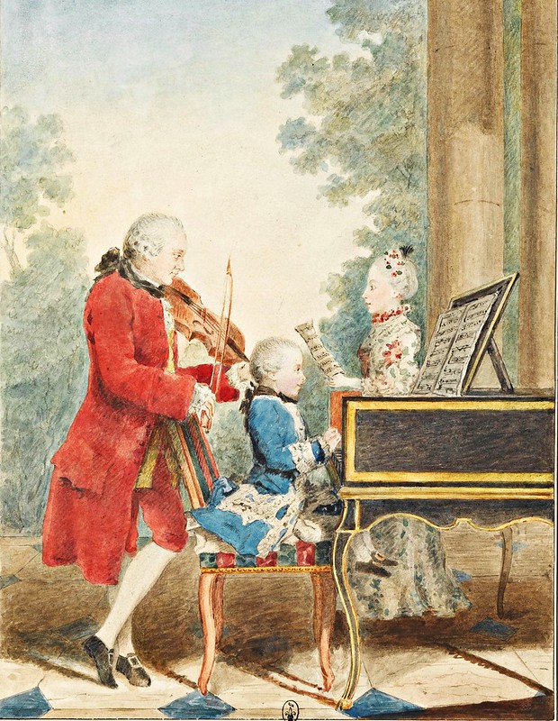 Louis Carrogis dit Carmontelle - Portrait de Wolfgang Amadeus Mozart jouant à Paris avec son père (c.1763)