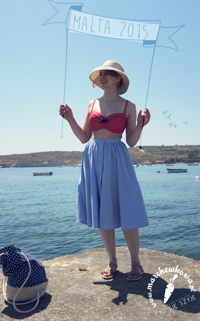 Malta June/July 2015, vacation, holyday, sea, beach, Marsaskala, made by me, sewing, skirt, vintage, Burda, pattern