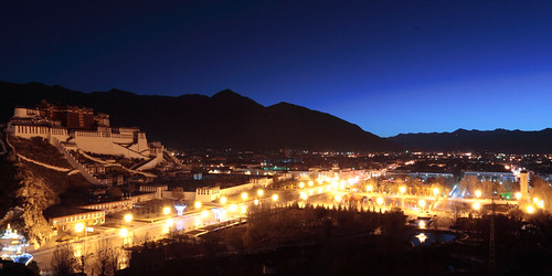 china sunrise landscape religion tibet nightview lhasa potalapalace