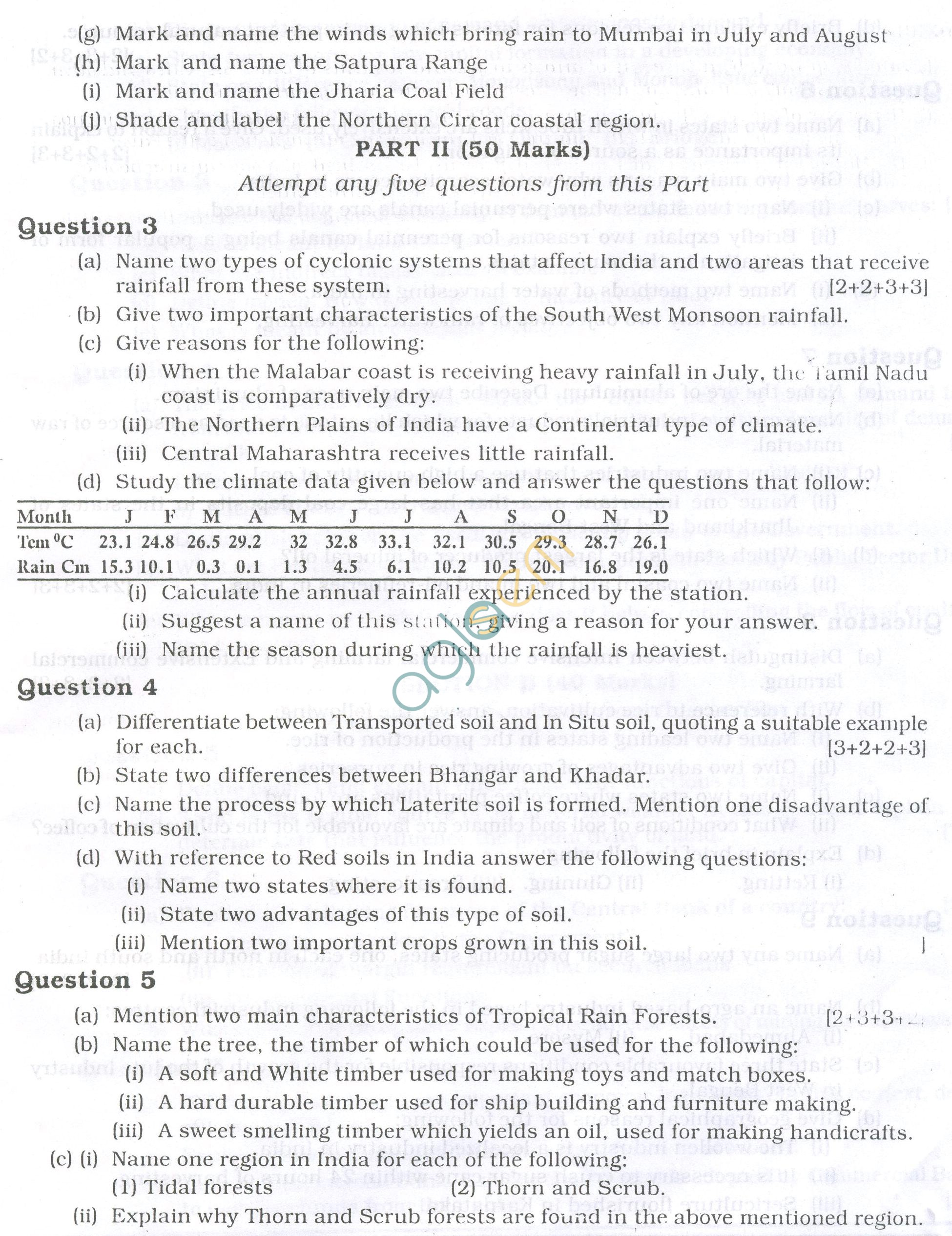 ICSE Question Papers 2013 for Class 10 - Geography