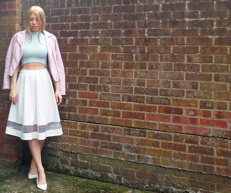 Sam Muses, UK Fashion Blog, London Style Blogger, Matalan, Sheer, Mesh, Pastel, Colour Blocking, Mint, Missguided, Co-ords, Crop Top, Curve Hem, Blue, High Neck, SS14, How to Wear, Styling Inspiration, Outfit Ideas