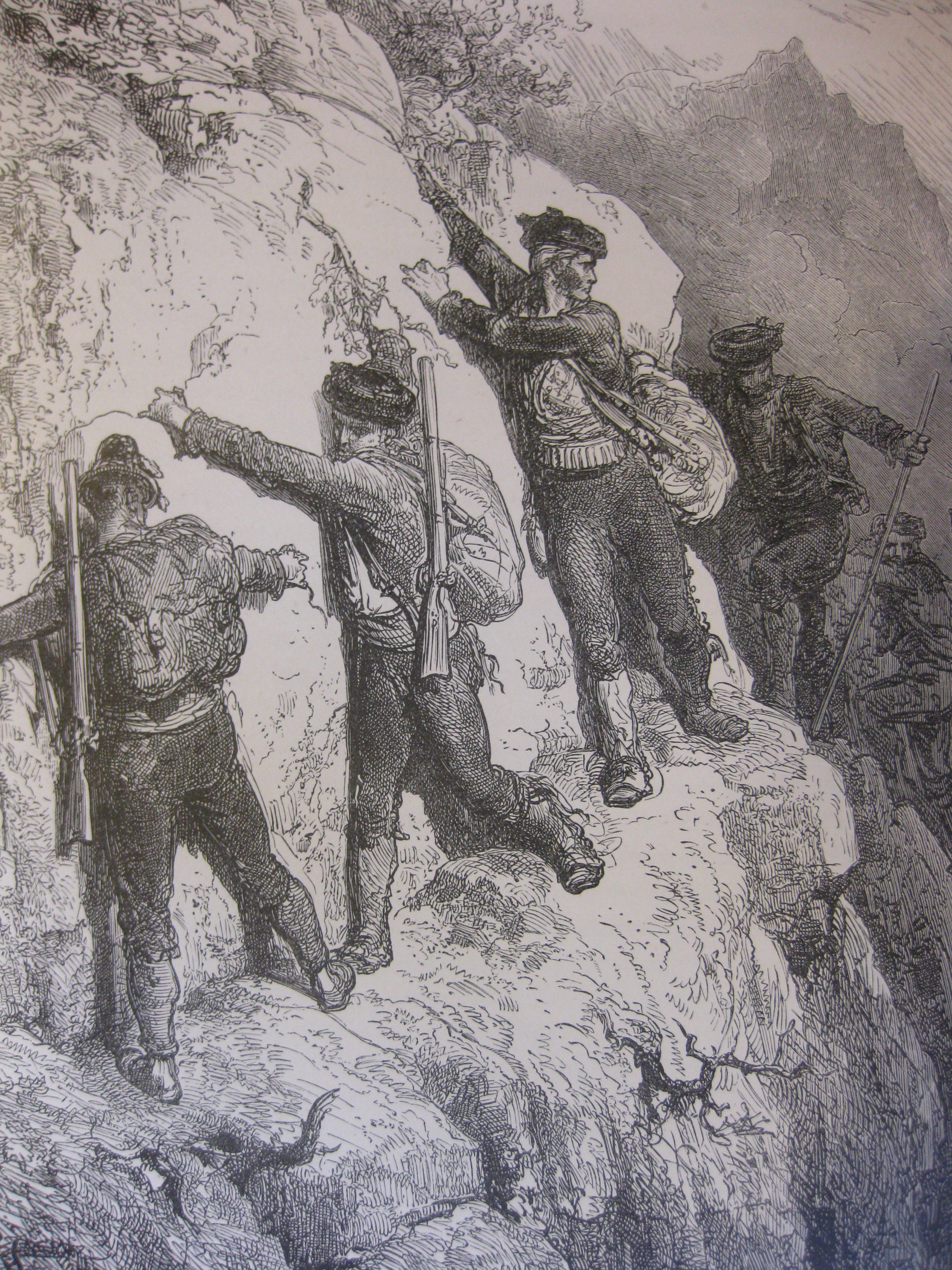 Contrabandistas. Guasavo Doré (1832-1883). Grabado
