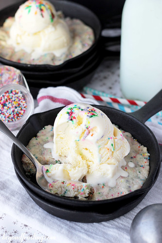 Funfetti Skillet Cookie for Two | beyondfrosting.com | #funfetti #cookie #smallbatch