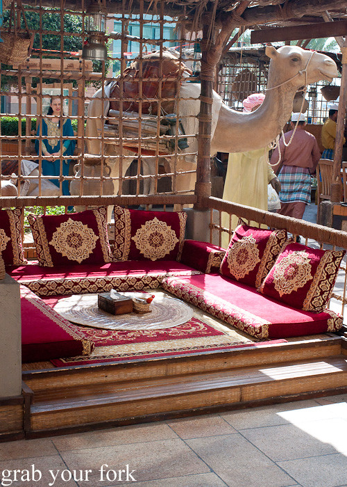 Outdoor cushion seating at Al Fanar, Dubai