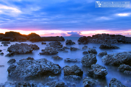 ocean sunset sea mountain beach water rock landscape asia long exposure dusk philippines shore dreamy batangas calatagan burot lubangisland